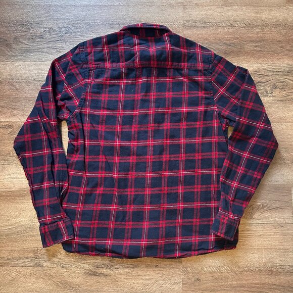 Alphar One Casual Button Down Mens Medium Red Plaid Rugged Flannel Shirt - Picture 2 of 5